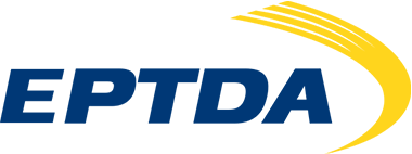 Logo EPTDA, una scritta in grassetto maiuscola  e leggermente italico in blu scuro